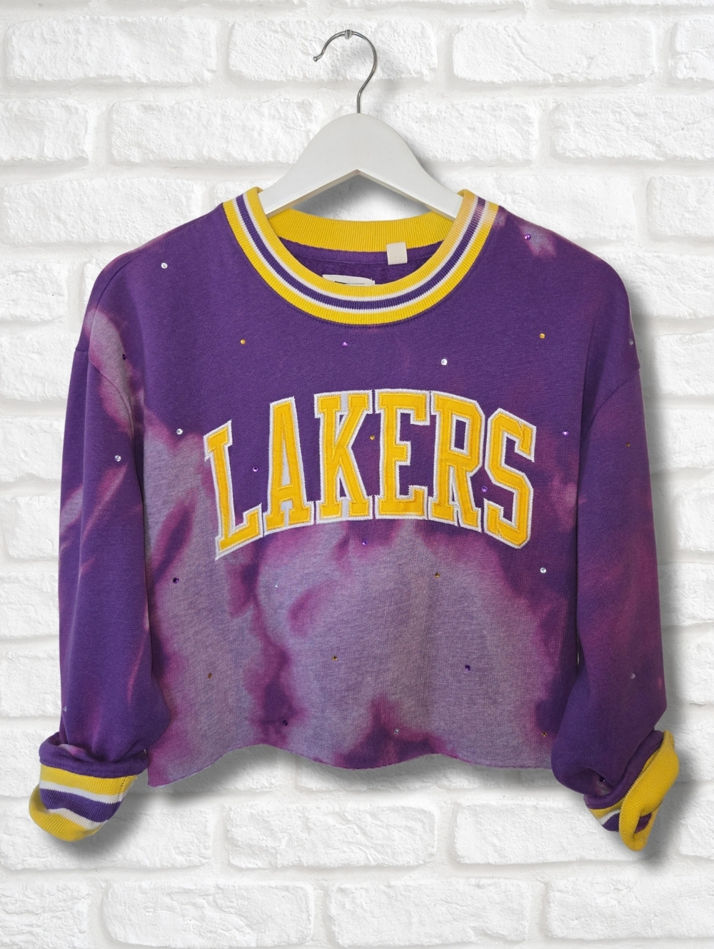 Los Angeles Lakers Crop Sweatshirt W/Rhinestones